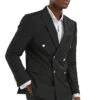 "Black Men's Slim Fit Wedding Suit - Double Breasted With Gold Buttons" -Alberto Nardoni Shop px7z5ZH