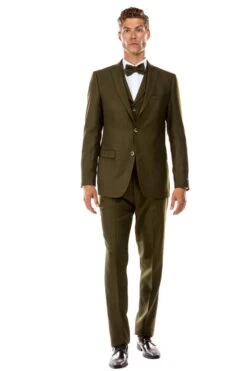 "Olive Green Vintage Tweed Wedding Suit - Men's Two Button Vested Style" -Alberto Nardoni Shop sPYlYA0