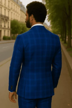 Wool Suit - Italian Made Business Suit By Statement Men's 2 Piece Big And Tall 100% Wool Fashion Suit - Bold Plaid -Alberto Nardoni Shop sapphire4 285c4910 d74f 4969 b84f 3ccc253038fd
