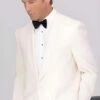 Mens White Tuxedo Jacket Single Buttons Shawl Collared Dinner Jackets - Ivory (Cream - Ivory - Off White) Tropical Fabric Tuxedo / Graduation Homecoming Outfits