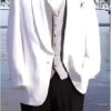 Mens White Dinner Jacket Snow White One-Button Front, Shawl Collared Dinner Jacket