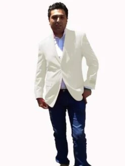Two Buttons White Dinner Jacket Stage Party Bright Sport Coat / Dinner Jacket Vented Off White Blazer ~ Suit Jacket