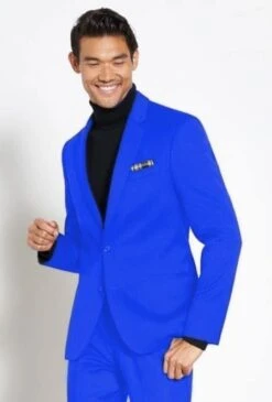 Suit And Turtleneck Combo - Turtleneck Prom Outfits - Prom Turtleneckblue Suit