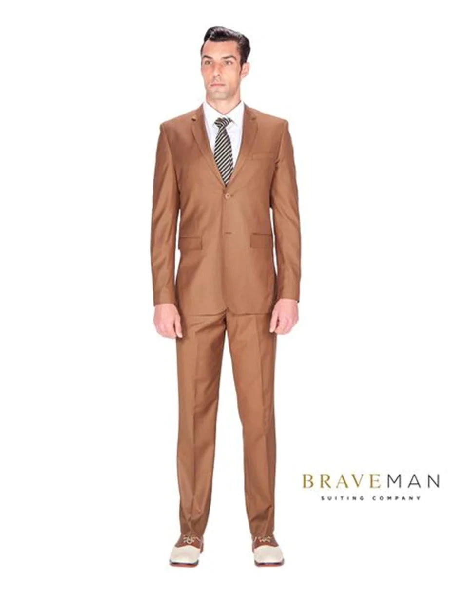 Tan Groomsmen Suits Cognac Slim Wedding Suit 2 Tan Groomsmen Suits Cognac Slim Wedding Suit - Image 2