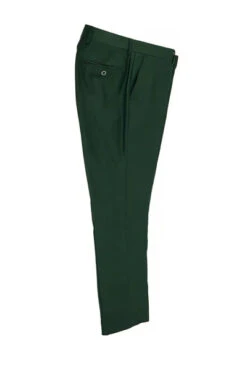 Forest Green Flat Front Slim Fit Wool Dress Pant 2564 By Tiglio Luxe TIG4186