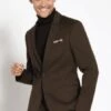 Suit And Turtleneck Combo - Turtleneck Prom Outfits - Prom Turtleneck Brown Suit