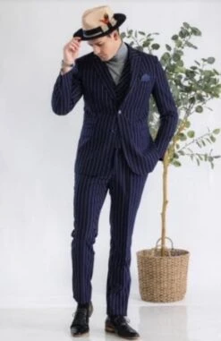 Suit And Turtleneck Combo - Turtleneck Prom Outfits - Prom TurtleneckNavy Suit