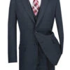 Olympia Collection - Glen Plaid Regular Fit Suit 3 Piece Navy Blue