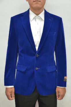 Mens Velvet Blazer - Velvet Jacket Velvet-2BV Royal Blue