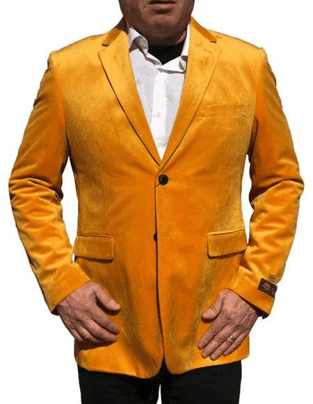 Mens Velvet Blazer - Velvet Jacket Velvet-2BV Yellow 1 Mens Velvet Blazer - Velvet Jacket Velvet-2BV Yellow