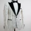 Vintage Tuxedo - White Wedding Suit White And Black Pinstripe Groom Prom Suit
