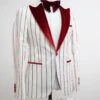 Vintage Tuxedo - White Wedding Suit White And Red Pinstripe Groom Prom Suit 3 Vintage Tuxedo - White Wedding Suit White And Red Pinstripe Groom Prom Suit -Alberto Nardoni Shop vintage tuxedo white wedding suit white and red pinstripe groom prom suit