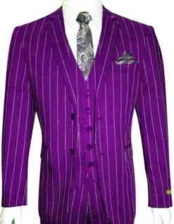 Mafia Outfit - Mobster Outfit - Italian Costume - Front Pocket Purple Suit