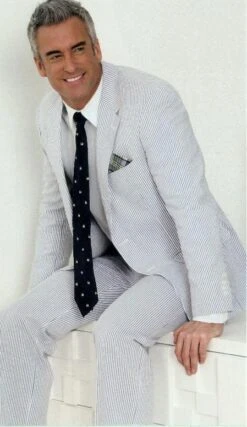 Summer Suit - White And Black Pinstripe Seersucker Suit