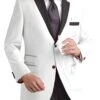 Two Buttons White Dinner Jacket White Two Buttons Notch Party Boy Wedding Toddler Suit For Groom Weddings & Prom ~ Wedding Groomsmen Tuxedo 2020 & Dinner Jacket Sportcoat Jacket W/ Dark Black Collared Blazer ~ Suit Jacket