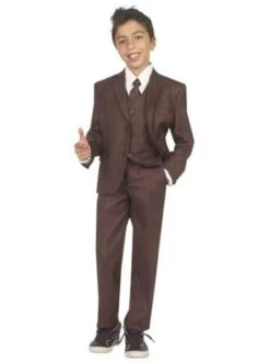 Wholesale Notched Lapel Brown Boys Suits