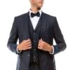 Navy Blue Vintage Tweed Wedding Suit For Men - Two Button Vested Style -Alberto Nardoni Shop zUIGKQk