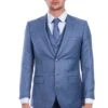 "Ocean Blue Sharkskin Wedding & Business Suit - Men's Two Button Hybrid Fit Vested"